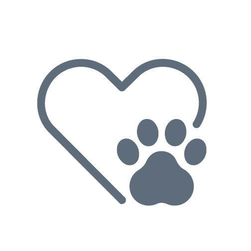 heart and paw icon in circle
