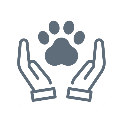 hands holding paw print icon in circle